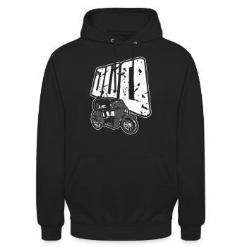 Duo DDR Tricycle - Cyclomoteur - Sweat-shirt à capuche unisexe - noir - Devant - Alina (178cm) & Michal (187cm)
