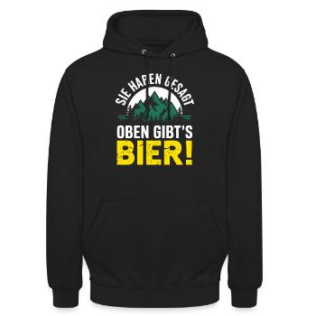 Wandern Bier Berge Reisegruppe Männer JGA Spaß - Unisex Hoodie - Schwarz - Vorne - Alina (178cm) & Michal (187cm)