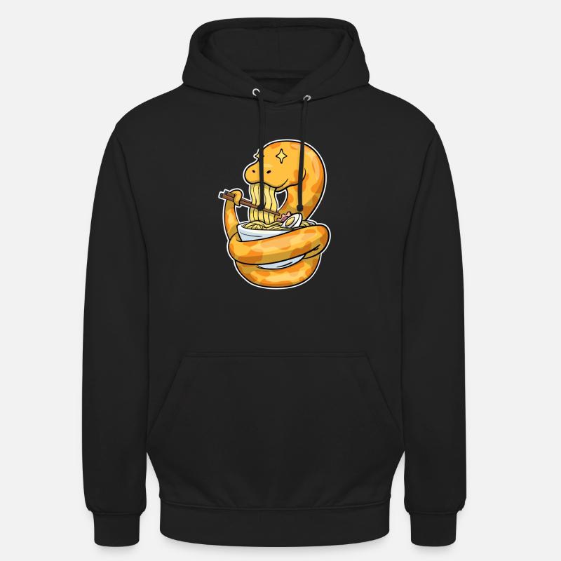 Königspython Isst Ramen - Unisex Hoodie - Schwarz