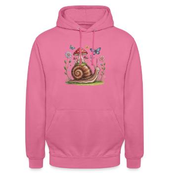 Whimsical Snail Cottagecore - Unisex Hoodie - pink - Front - Alina (178cm) & Michal (187cm)