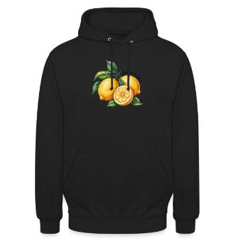 Sunshine & Citrus Zitronen Sommer Urlaub - Unisex Hoodie - Schwarz - Vorne - Alina (178cm) & Michal (187cm)