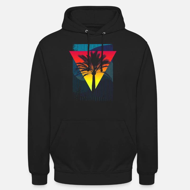 Palmier (Triangle, Rayure) - Sweat-shirt à capuche unisexe - noir