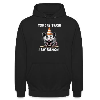 Lustiges Opossum Du sagst Müll Ich Sage Mode - Unisex Hoodie - Schwarz - Vorne - Alina (178cm) & Michal (187cm)