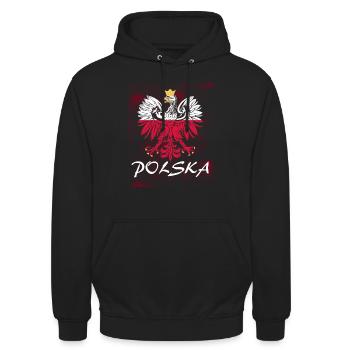 Pologne - Sweat-shirt à capuche unisexe - noir - Devant - Alina (178cm) & Michal (187cm)