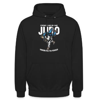 judo - Sweat-shirt à capuche unisexe - noir - Devant - Alina (178cm) & Michal (187cm)