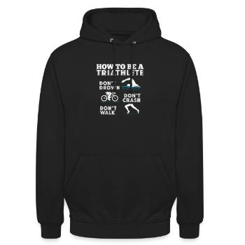 Wie man ein Triathleten-Triathlon wird - Unisex Hoodie - Schwarz - Vorne - Alina (178cm) & Michal (187cm)