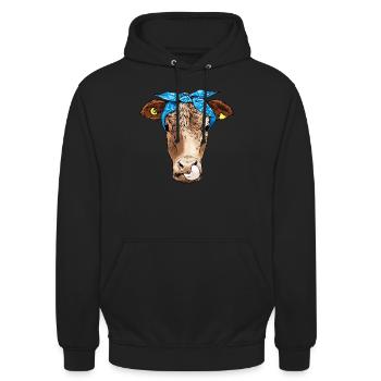 Hipster Kuh Tier - Unisex Hoodie - Schwarz - Vorne - Alina (178cm) & Michal (187cm)