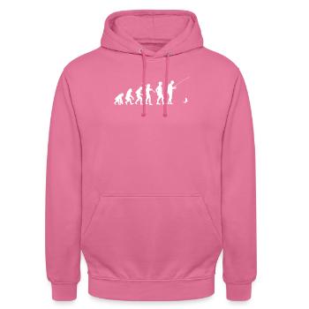 Evolution humaine Pêche Poisson Fisher - Sweat-shirt à capuche unisexe - rose - Devant - Alina (178cm) & Michal (187cm)