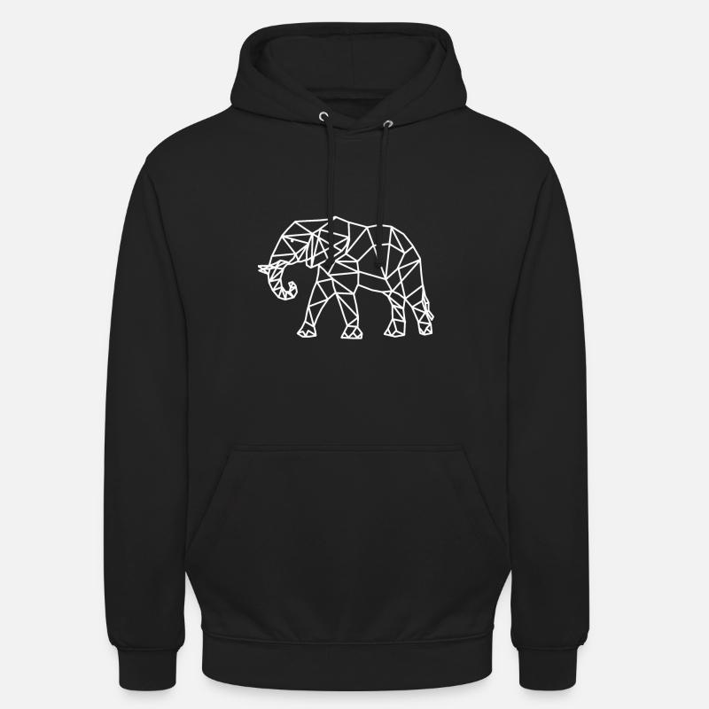 Elefant Geometrie geometrisch - Unisex Hoodie - Schwarz
