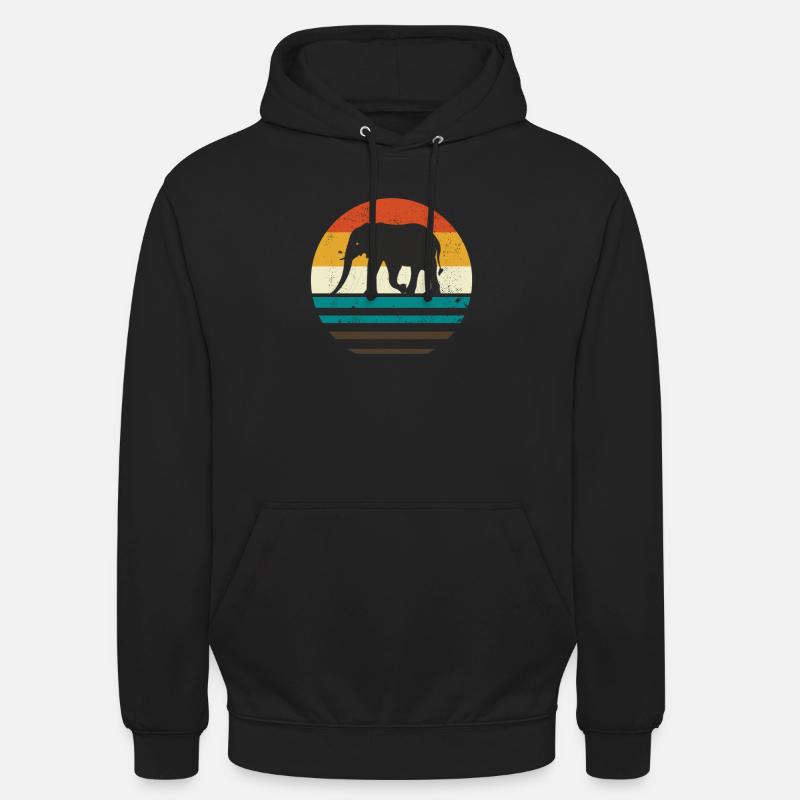 Éléphant rétro - Sweat-shirt à capuche unisexe - noir