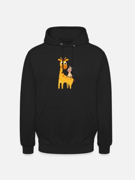 Giraffe mit Giraffenbaby - Unisex Hoodie - Schwarz