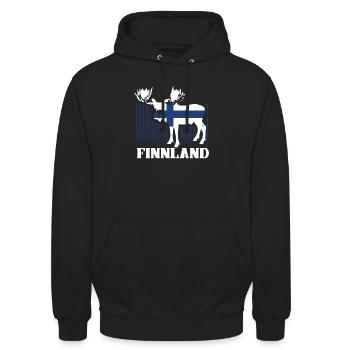 Finnland Elch finnische Flagge Skandinavien Fahne - Unisex Hoodie - Schwarz - Vorne - Alina (178cm) & Michal (187cm)