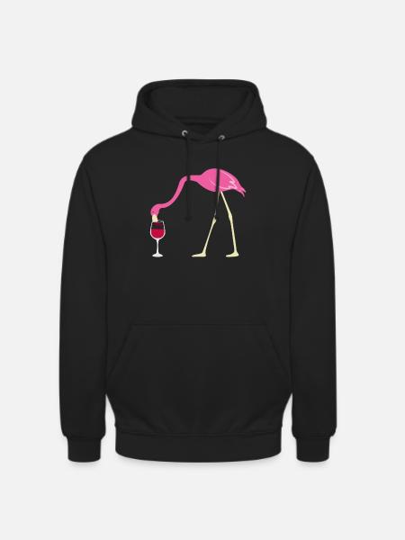 Funny tørstig flamingo rødvin gave - Hættetrøje unisex - sort