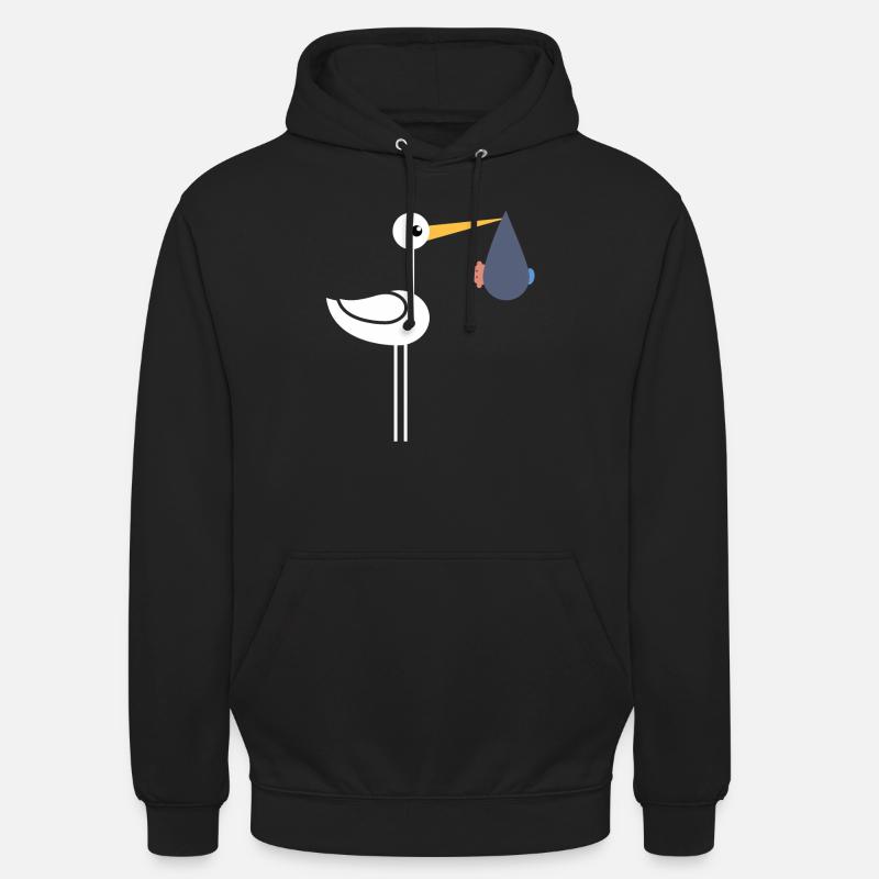 Cigogne avec bébé - Sweat-shirt à capuche unisexe - noir