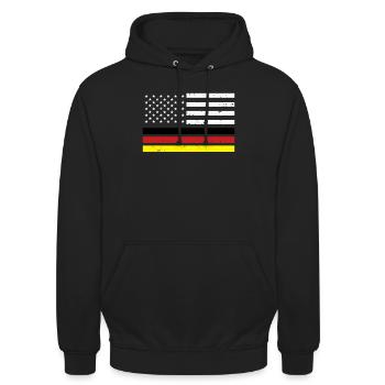 Deutschland Amerika Flagge Geschenkidee Stolz Bild - Unisex Hoodie - Schwarz - Vorne - Alina (178cm) & Michal (187cm)