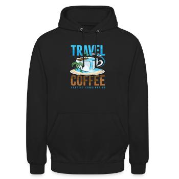 Travel Coffee Perfect Combination Travel Gift - Unisex Hoodie - black - Front - Alina (178cm) & Michal (187cm)