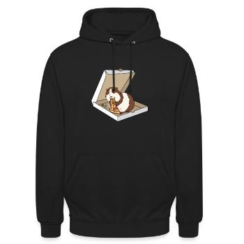 Guinea Pig Eating Pizza Pet Owner - Unisex Hoodie - black - Front - Alina (178cm) & Michal (187cm)