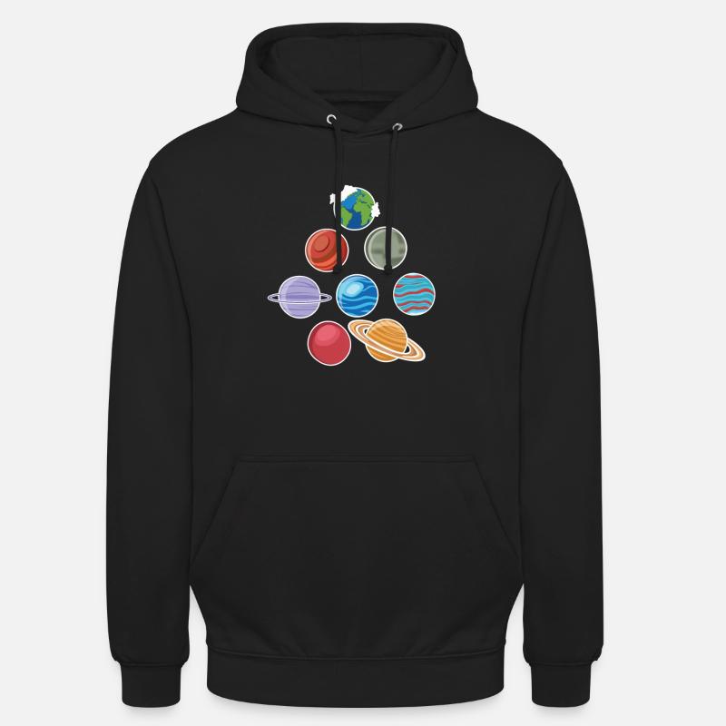 Eight Planets Solar System Space - Unisex Hoodie - black