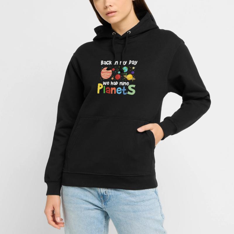 Nine planets pluto saying nerd outer space logo Unisex Hoodie