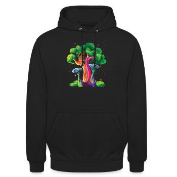 Tree Forest Wilderness Colorful Art Vivid Color Gift - Unisex Hoodie - black - Front - Alina (178cm) & Michal (187cm)