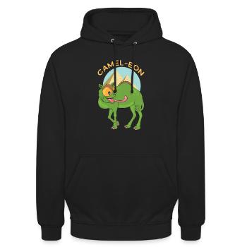 Camel-eon word joke camel chameleon gift idea - Unisex Hoodie - black - Front - Alina (178cm) & Michal (187cm)