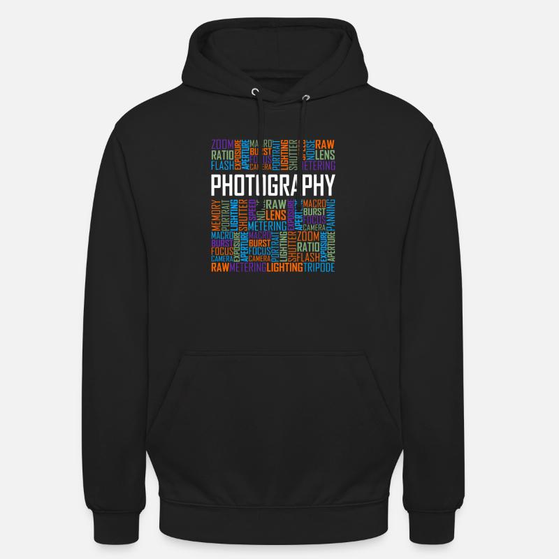 Mots de photographie - Sweat-shirt à capuche unisexe - noir