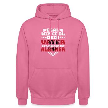 Cadeau fête des pères albanais albanais père papa - Sweat-shirt à capuche unisexe - rose - Devant - Alina (178cm) & Michal (187cm)