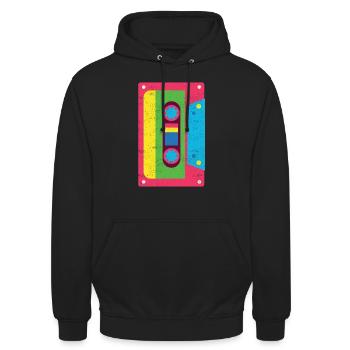 Cassette Tape Funky 1980s Rainbow Vintage Gift - Unisex Hoodie - black - Front - Alina (178cm) & Michal (187cm)