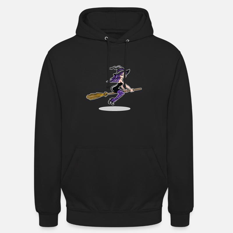 Sorcière sur balai - Sweat-shirt à capuche unisexe - noir