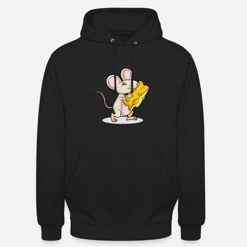Maus hält Käse - Unisex Hoodie - Schwarz