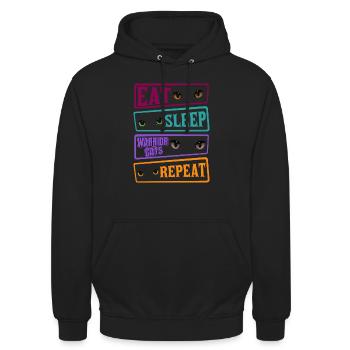 Eat Sleep Cat Cat Repeat Warrior Cat Cats - Unisex Hoodie - black - Front - Alina (178cm) & Michal (187cm)