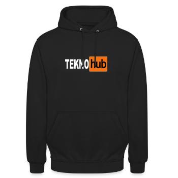 Tekno hub Free Party Soundsystem Tek Musik - Unisex Hoodie - Schwarz - Vorne - Alina (178cm) & Michal (187cm)