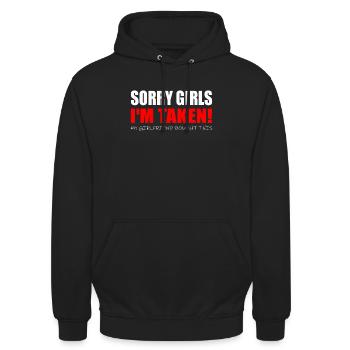 Pardonnez la jalousie petite amie des paroles drôles - Sweat-shirt à capuche unisexe - noir - Devant - Alina (178cm) & Michal (187cm)