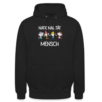 Antirassismus gegen Rechts Nationalität Mensch - Unisex Hoodie - Schwarz - Vorne - Alina (178cm) & Michal (187cm)