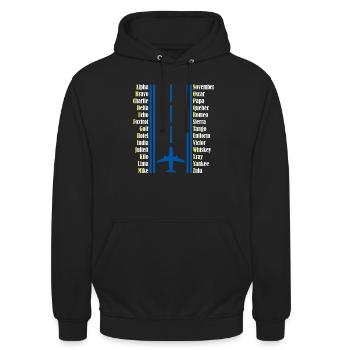 Pilot pilot alphabet - Unisex Hoodie - black - Front - Alina (178cm) & Michal (187cm)