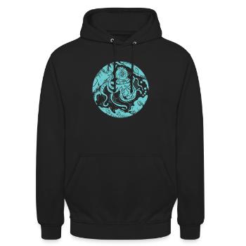 Plongeur Pieuvre Pieuvre eau profonde - Sweat-shirt à capuche unisexe - noir - Devant - Alina (178cm) & Michal (187cm)
