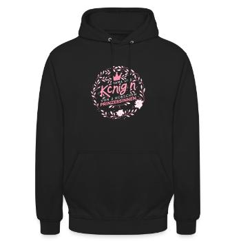 Mutter von 2 Töchtern Mama von 2 Töchtern Spruch - Unisex Hoodie - Schwarz - Vorne - Alina (178cm) & Michal (187cm)