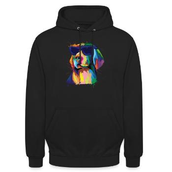 Labrador in bright colors with sunglasses dog - Unisex Hoodie - black - Front - Alina (178cm) & Michal (187cm)