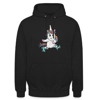 Patineur de licorne - Sweat-shirt à capuche unisexe - noir - Devant - Alina (178cm) & Michal (187cm)