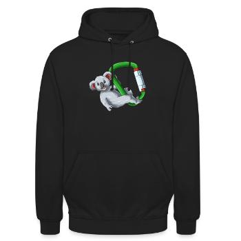 Koala drôle sur un mousqueton - escalade - Sweat-shirt à capuche unisexe - noir - Devant - Alina (178cm) & Michal (187cm)