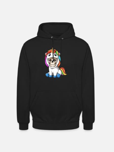 Squelette sarcastique en costume de licorne - parodie - Sweat-shirt à capuche unisexe - noir