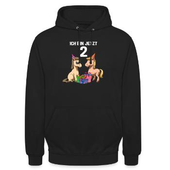 Enfants doux et chevaux 2e fête d'anniversaire - Sweat-shirt à capuche unisexe - noir - Devant - Alina (178cm) & Michal (187cm)