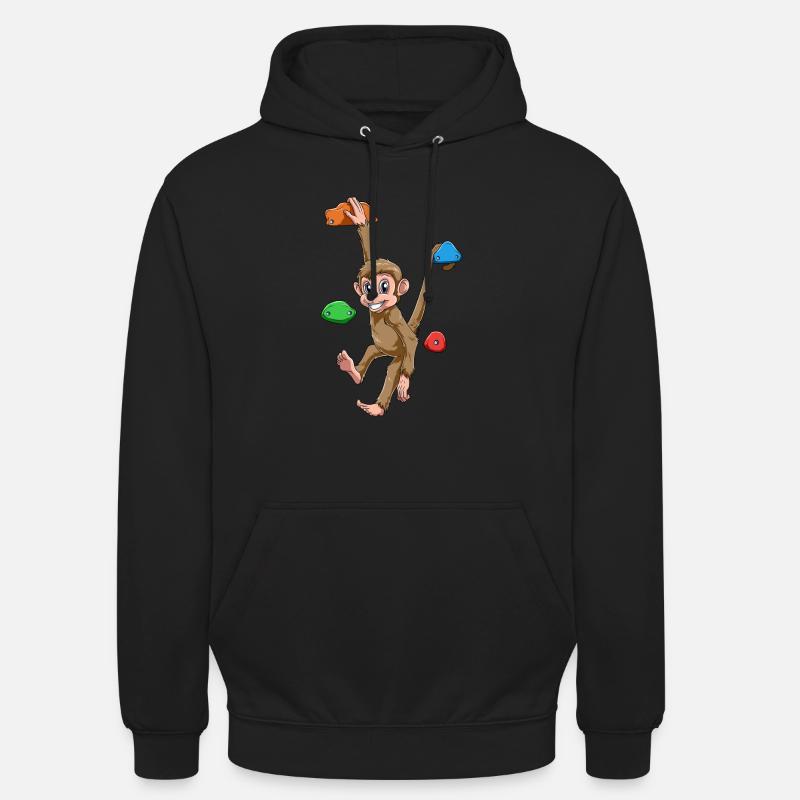 Boulder Monkey - mignon singe grimpant - Sweat-shirt à capuche unisexe - noir