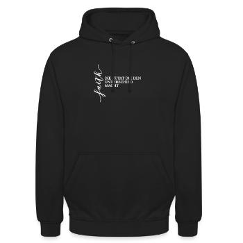 Glauben | Christliche Klamotten | Faith - Unisex Hoodie - Schwarz - Vorne - Alina (178cm) & Michal (187cm)