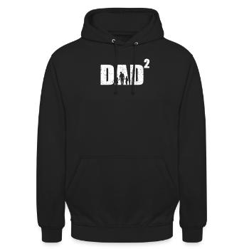 Dad hoch 2 Geburt Geschenk Vater zweifacher Papa - Unisex Hoodie - Schwarz - Vorne - Alina (178cm) & Michal (187cm)