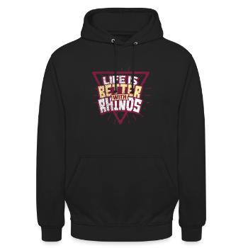 rhinocéros - Sweat-shirt à capuche unisexe - noir - Devant - Alina (178cm) & Michal (187cm)