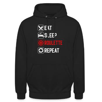 Eat Sleep Roulette Repeat - Unisex Hoodie - Schwarz - Vorne - Alina (178cm) & Michal (187cm)