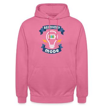 Gute Besserung Geschenkdesign Der Wiederherstellungsmodus ist aktiviert - Unisex Hoodie - Pink - Vorne - Alina (178cm) & Michal (187cm)