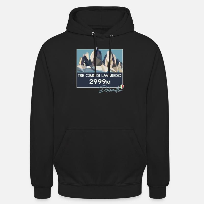 Drei Zinnen Tre Cime Dolomites E5 Tyrol du Sud Retro - Sweat-shirt à capuche unisexe - noir