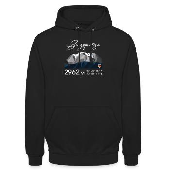 Zugspitze Garmisch Partenkirchen Bayern Low Poly - Unisex Hoodie - Schwarz - Vorne - Alina (178cm) & Michal (187cm)